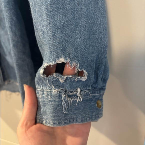 Embroidered Denim Button-Up Shirt - Picture 5 of 5